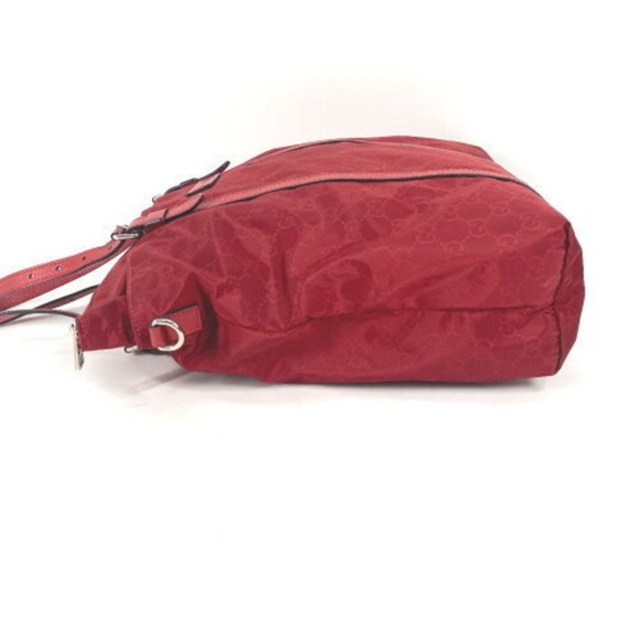 Gucci Red GG Nylon Tote Bag with Leather Trim - Picture 5 of 16